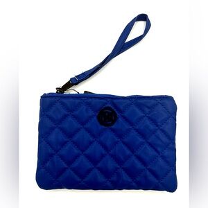 BADGLEY MISCHKA Quilted Logo Wristlet Clutch Vegan Leather NWT Royal Blue 👜